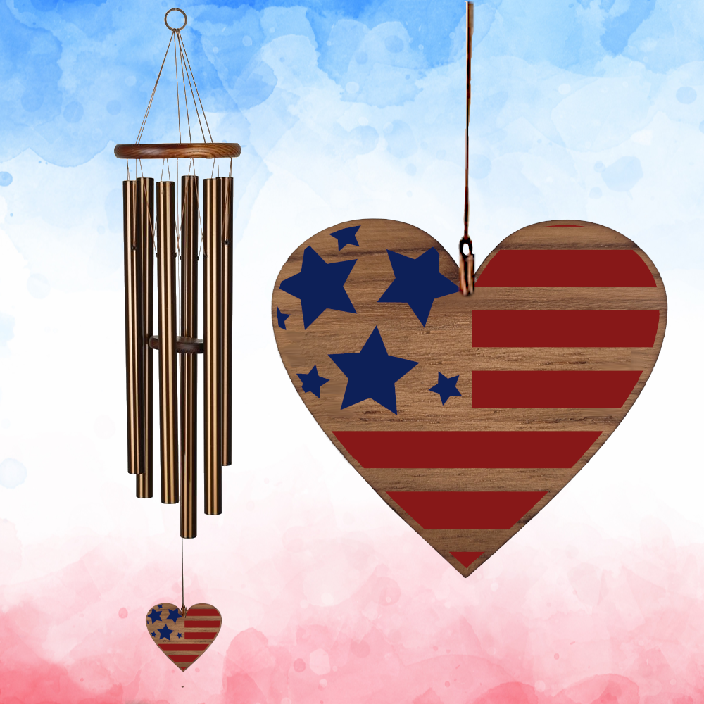 Amazing Grace 40 Inch Wind Chime - Engravable American Heart Sail - Bronze