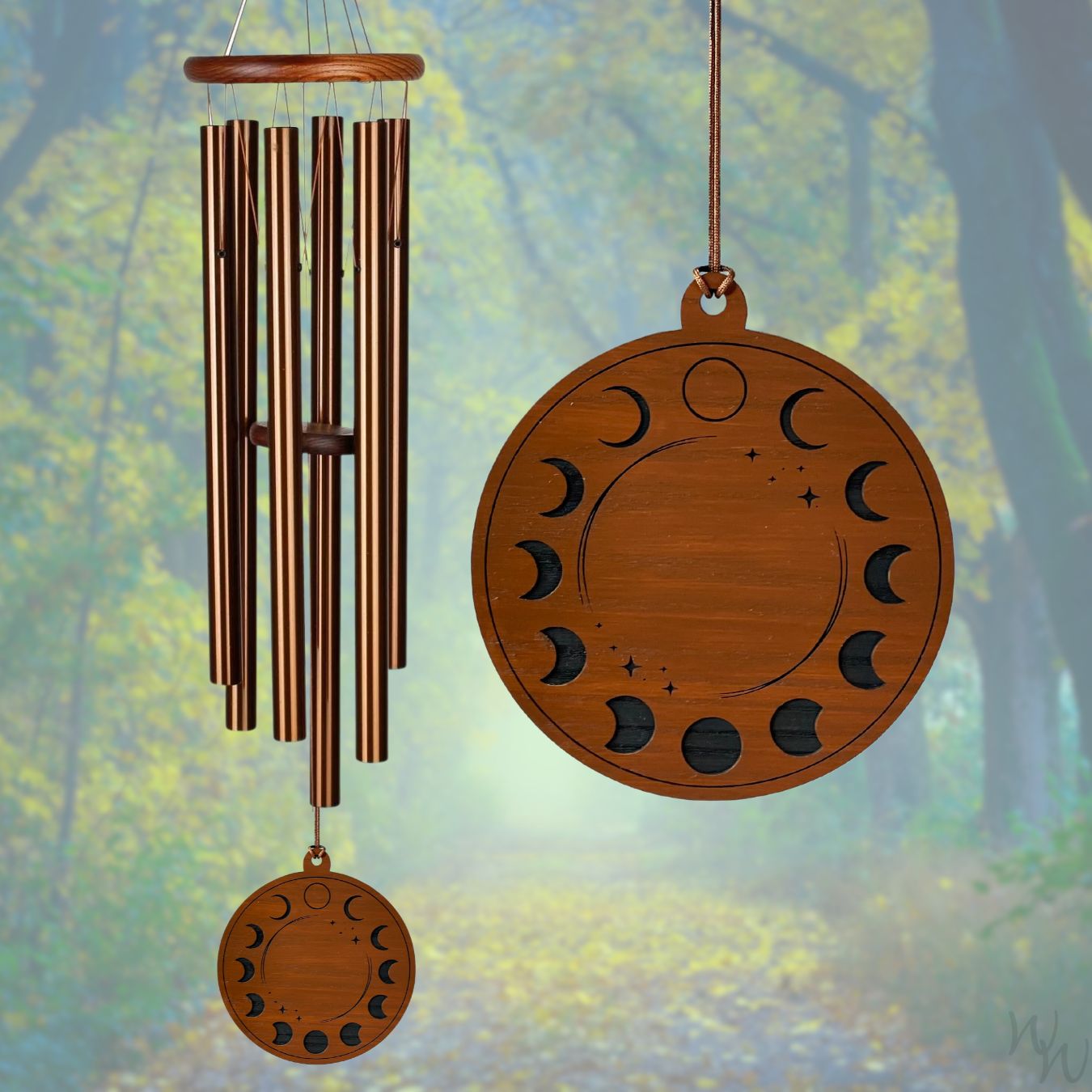 Amazing Grace 40 Inch Wind Chime - Engravable Moon Phase Sail - Bronze
