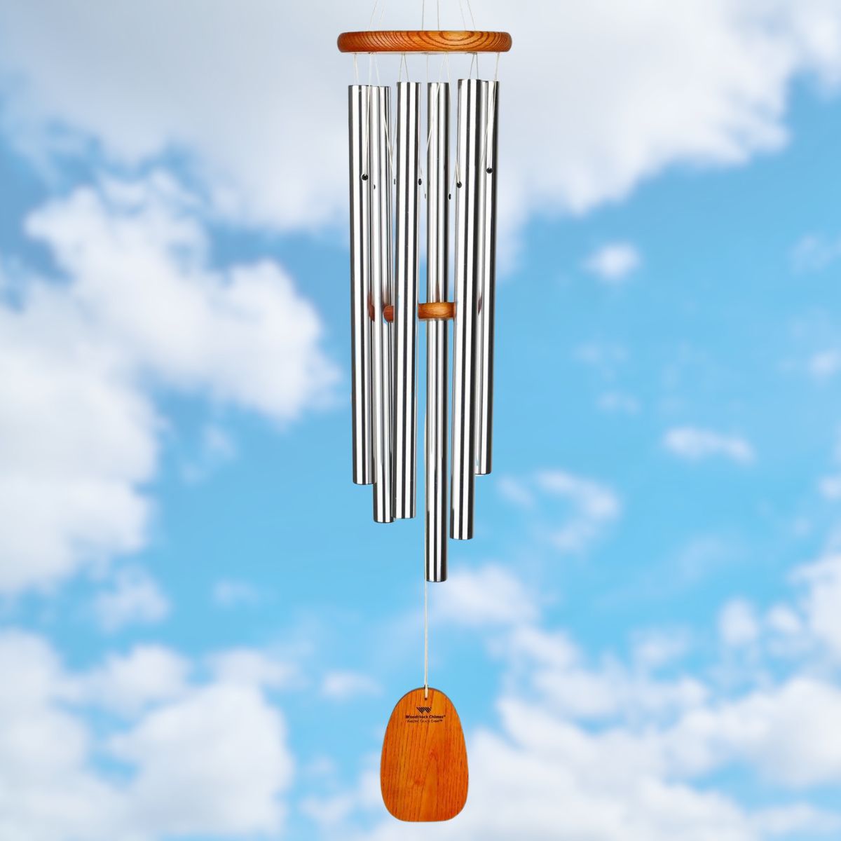 Amazing Grace 40 Inch Wind Chime - Engravable Sail - Silver