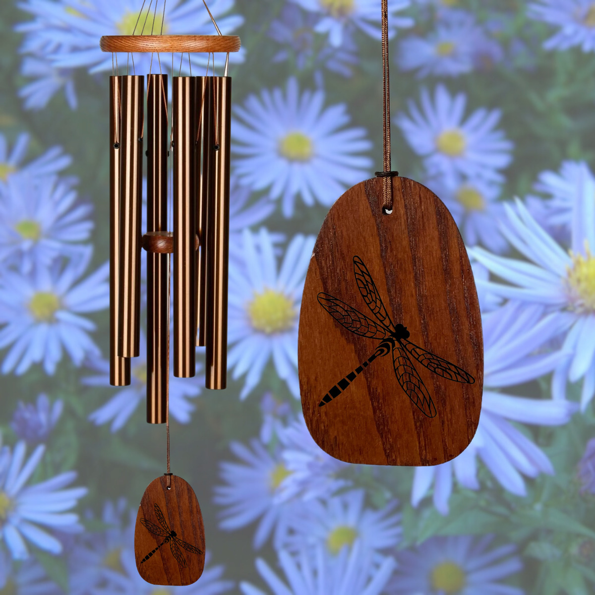 Amazing Grace 25 Inch Wind Chime - Engravable Dragonfly Sail - Bronze