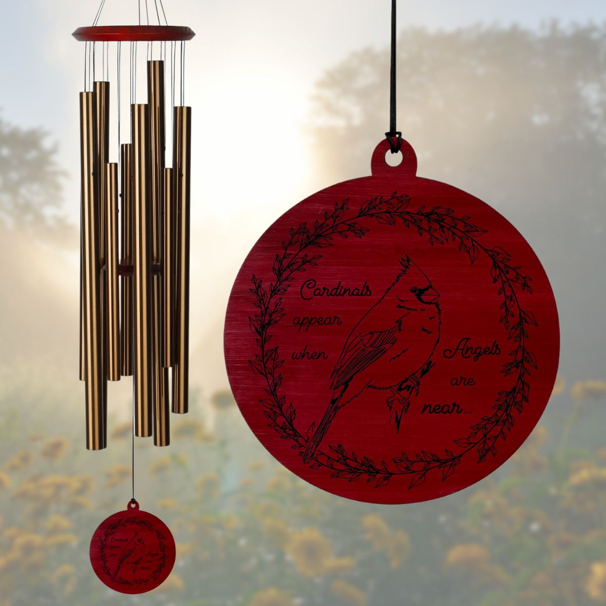 40 Inch Chimes of the Eclipse Wind Chime - Bronze - Cardinal