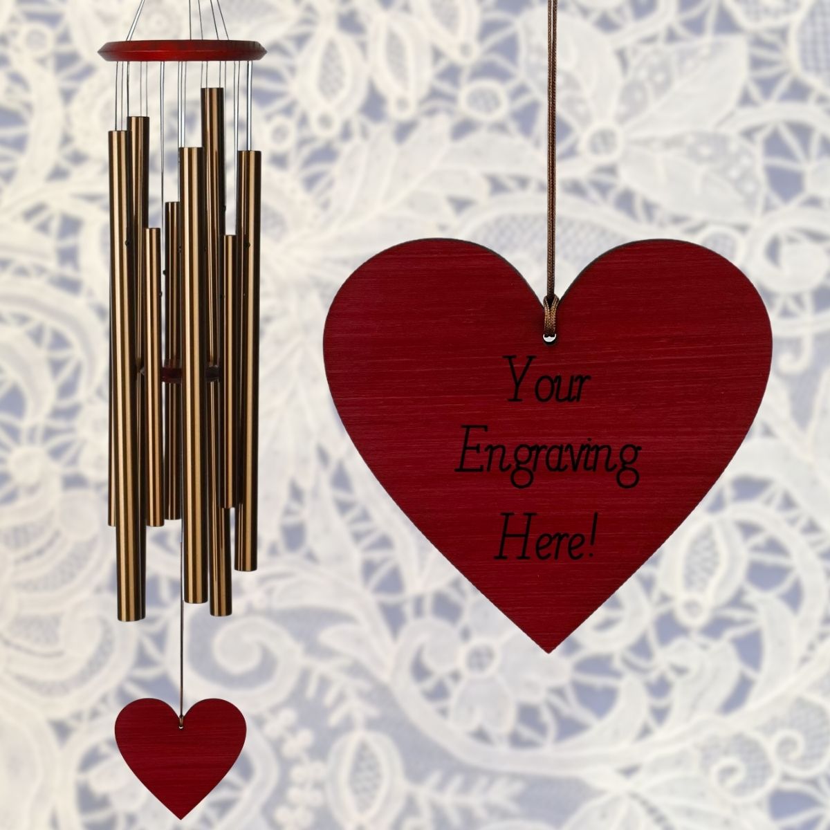 40 Inch Chimes of the Eclipse Wind Chime - Bronze - Heart Sail