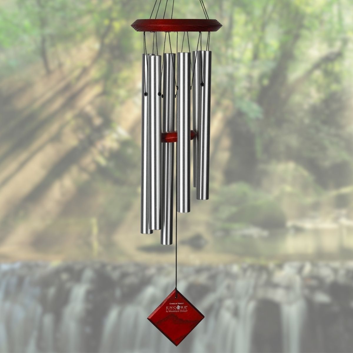 Woodstock Percussion 27 Inch Chimes of Pluto Wind Chime - Silver - Engravable Sail