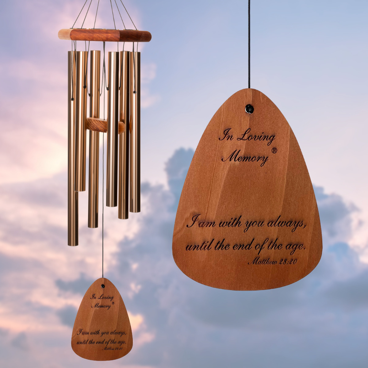 In Loving Memory 30 Inch Windchime - I am with you always - Bronze