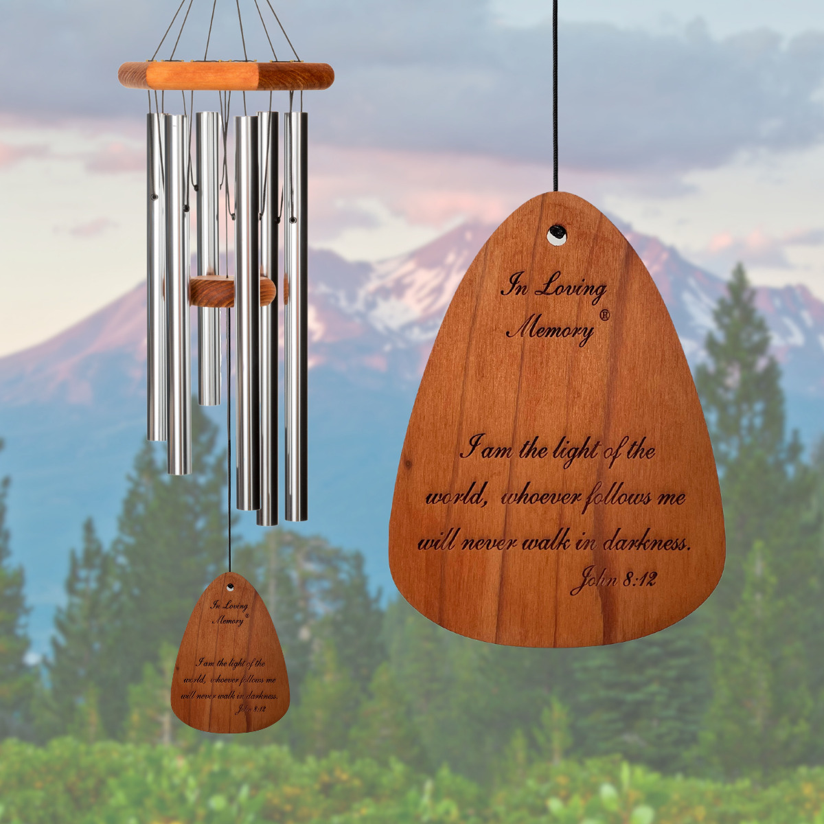 In Loving Memory 30 Inch Chime - I am the Light of the world - Silver