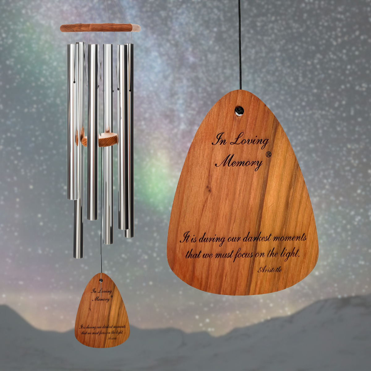 In Loving Memory 42 Inch Windchime - It is during our darkest moments... in Silver