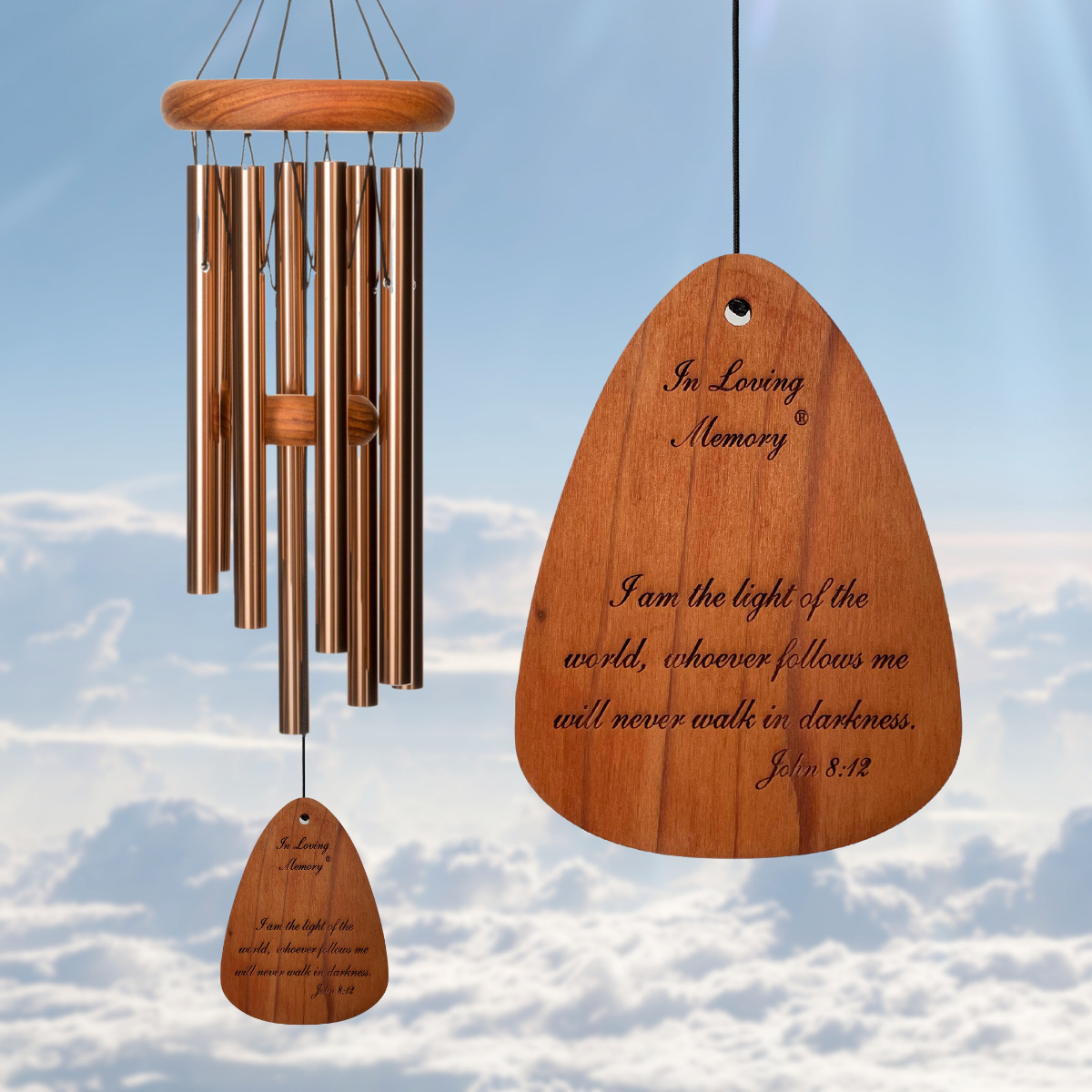 In Loving Memory 24 Inch Chime - I am the Light of the world - Bronze