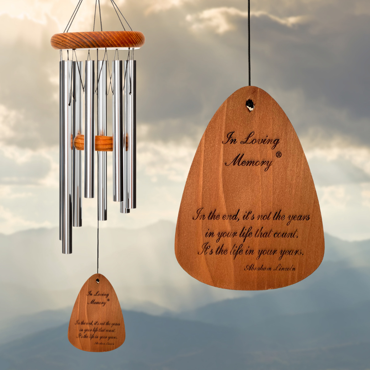 In Loving Memory 24 Inch Windchime - In the end, it's not the years... in Silver