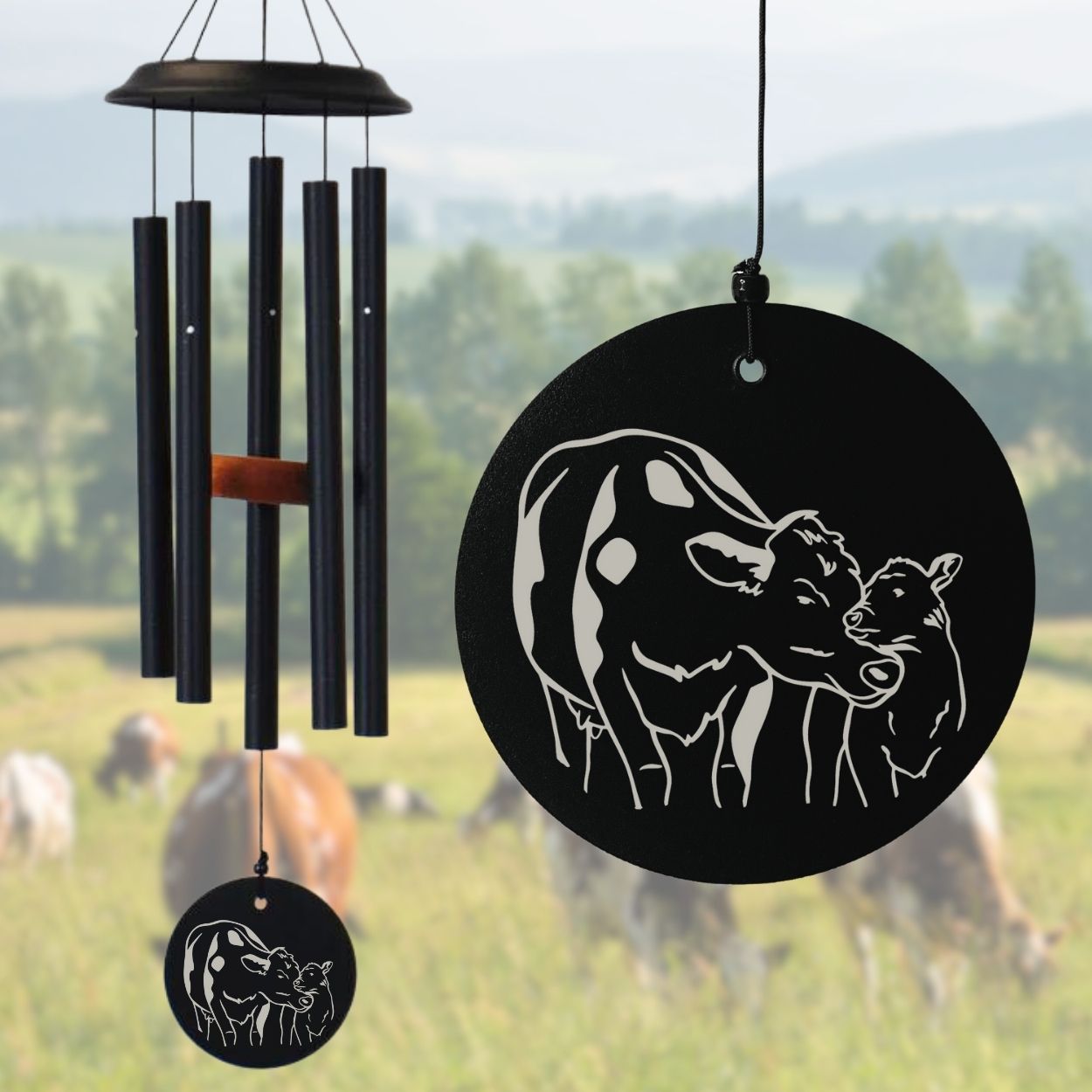 Shenandoah Melodies 26 Inch Black Wind Chime - Cows
