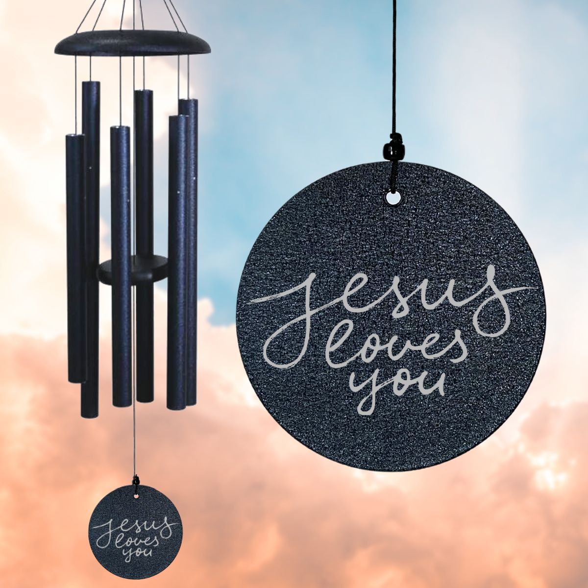 Corinthian Bells 36 Inch Midnight Blue Wind Chime - Jesus Loves You