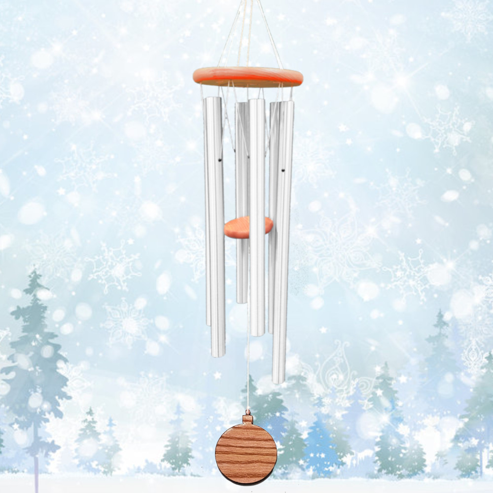 Amazing Grace 40 Inch Wind Chime - Engravable Holiday Ornament Sail - Silver